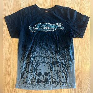 Vtg Women’s Ed Hardy By ChristianAudigier All Over Print Tee Large